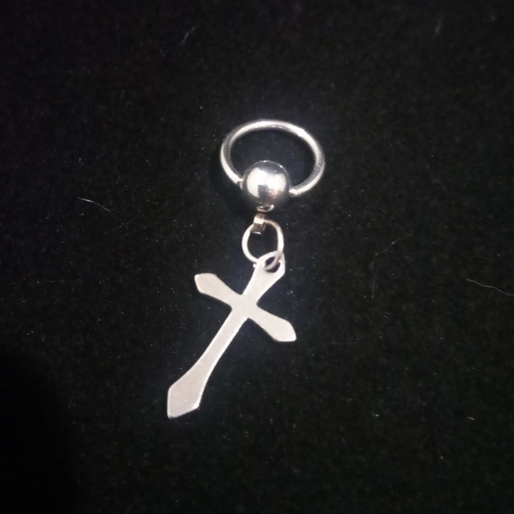 16g SS Cross Punk Belly/Navel CBR Ring STERILE/NEW